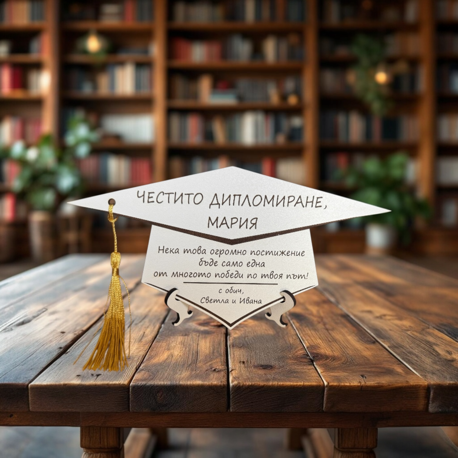 Поздравителна табелка за дипломиране със стойка